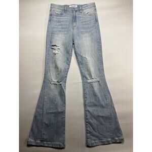 Flying Monkey Platinum Women's Distressed Flare Denim Jeans - Size 28x30.5